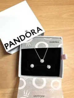 PANDORA ネックレス ピアス セット リボンモチーフ - メルカリ
