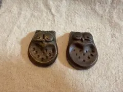 ふくろう 箸置き 2個セット 陶器　備前焼