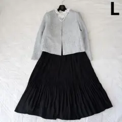 フォーマルセットアップ ノーカラージャケット プリーツロングスカート L