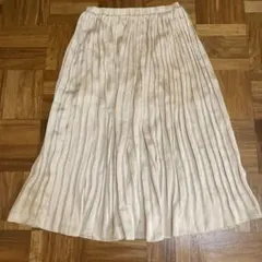 アイボリー プリーツスカート ゴム入り