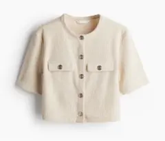 H&M ツイード風 半袖ジャケット ベージュ Sサイズ　美品