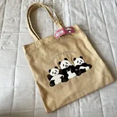 【新品】フェリシモ　パンダ３きょうだい　もこもこ刺しゅうトートバッグのサムネイル