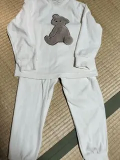 GU　キッズ　パジャマ　くま　120 ホワイト　フリース