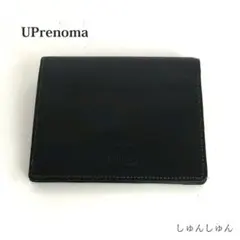 UPrenoma ユーピーレノマ 二つ折り財布 黒 ブラックレザー 型押し ロゴのサムネイル