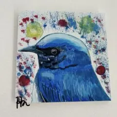 オオルリ　アクリル画　絵画