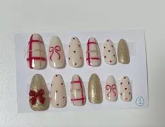 【現品】ハンドメイド ネイルチップ ガーリー チェック