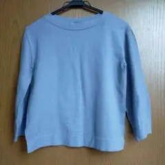 UNTITLED ライトブルー 七分袖ニット 0