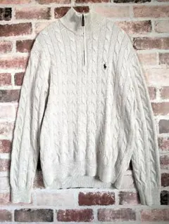 【良品】ラルフローレン ケーブルニットセーター ハーフジップ Mサイズ