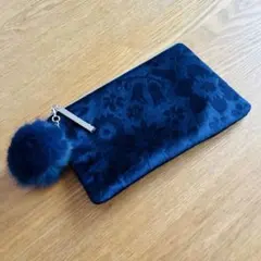 コスメデコルテ　ネイビー フラワーパターン ポーチ