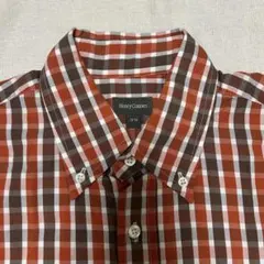 K*a様 Henry cotton's チェックシャツ 半袖 オレンジ ブラウンのサムネイル