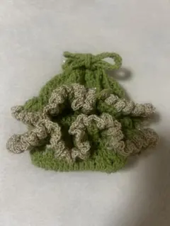 フリル付きハンドメイド巾着袋