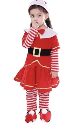 サンタ コスプレ キッズ 上下セット 超可愛い クリスマス　帽子付き