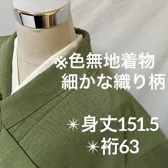 緑色 色無地 細かな織り柄 正絹 広衿 袷YK-1138