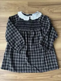 【104cm】ZARA チェック柄長袖ワンピース