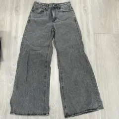 GU ワイドレッグデニム S グレー