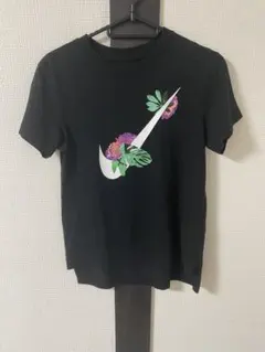NIKE 플로랄 로고 블랙 티셔츠