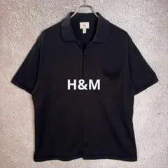 H&M 半袖ニットシャツ リラックスフィット Mサイズ 黒 ブラック