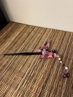 蝶のかんざし ぶら下がりミニ蝶付き☆