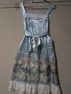 水色 馬プリント ロリータドレス