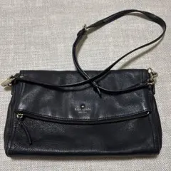 kate spade 黒 レザー ショルダーバッグ