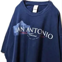 ギルダン テキサスサンアントニオ ロゴ Tシャツ ネイビー紺色 2XL 古着
