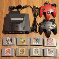 【動作確認済】任天堂64 本体 コントローラー2個 ソフト8本 セット
