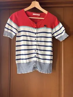 CHILD WOMAN ボーダー 半袖カーディガン Fのサムネイル