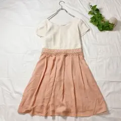 ペイトンプレイス パーティードレス ワンピース 半袖 刺繍【M】ピンク d335