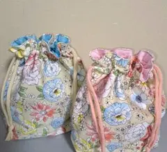 368 花柄巾着袋２個セット
