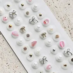 ✨【金アレ対応】耳ツボジュエリー　金粒40粒　ピンクモチーフ シルバー&ゴールド