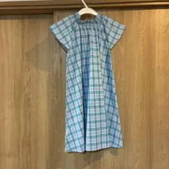 子供服　シャーリングネックチェックワンピース