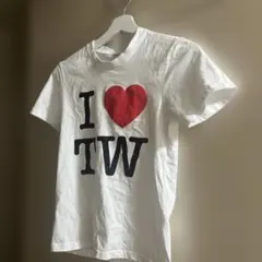 I LOVE TW プリント 半袖 Tシャツ ホワイト