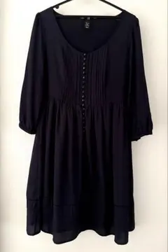 H&M 八分袖 フレアワンピース ダークパープル エイチアンドエム ワンピース