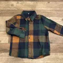 チェック柄シャツ（緑・オレンジ）