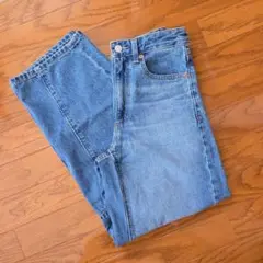 GU ジーユー バレルレッグジーンズ 丈標準 XS ブルー