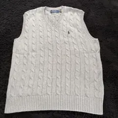 Polo Ralph Lauren ケーブルニットベスト M グレー