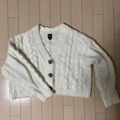 GAP アイボリー ケーブルニット カーディガン L