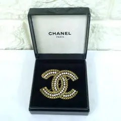 CHANEL シャネル ココマーク ラインストーン ブローチ ゴールドメッキ
