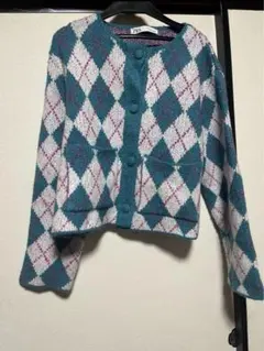 ZARA アーガイル　ニット　カーディガン