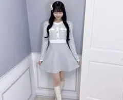 evelyn お年玉 モノグラムニット ワンピース アイスグレイ エブリン