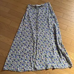 ZARA フラワープリント フレアロングスカート