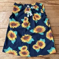 ひまわり柄ワンピース タンクトップ 夏服 女の子 80