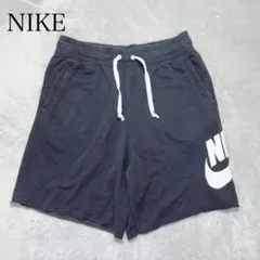 NIKE ナイキ スウェットハーフパンツ ビッグロゴ 切りっぱなし S ブラック