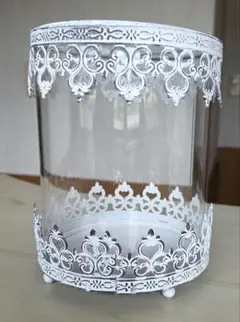 アンティーク調 シャビーグラスドーム 花瓶 ホワイト