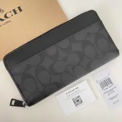 COACH コーチ　メンズ 長財布　シグネチャー ブラック　オックスブラッド 黒