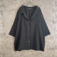 SUREVE+ ブラックオーバーサイズシャツ 五分袖