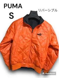 PUMA リバーシブル ダウンジャケット レディース S オレンジ ブラック