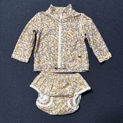 花柄 フリル ラッシュガード 水着 2点セット 80 女の子