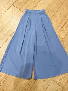 ライトブルー ワイドパンツ Sサイズ　イージーパンツ　ガウチョパンツ