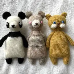 あみぐるみ 3体セット パンダ クマ 猫